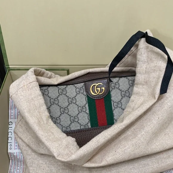 Gucci Ophidia GG Shoulder Beige Drawstring Dust bag with Black Logo - Picture 2 of 11